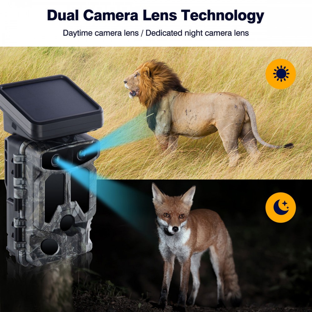 Campark TC07 4K 60MP WiFi Solar Power Dual Lens Wildlife Camera Trail